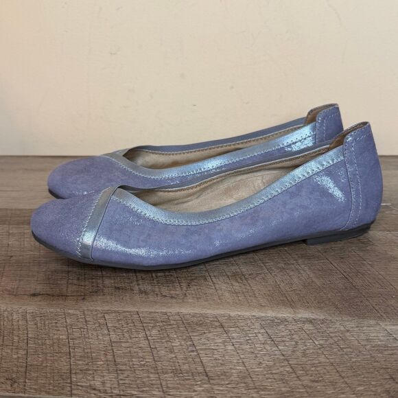 Vionic Womens Spark Caroll Ballet Flat Shoes Metallic Pewter Silver Purple Sz 8 - Picture 1 of 7